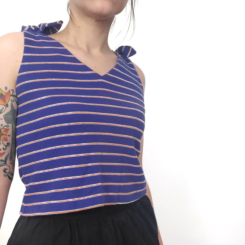 Vintage Chaus Striped Tank Top M 100% Cotton 70s 80s